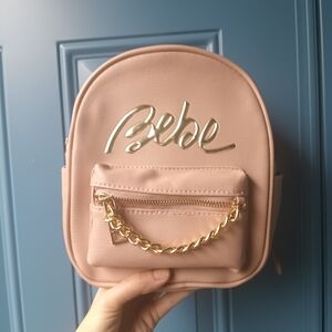 Bebe Blush Backpack with Gold Chain Detail